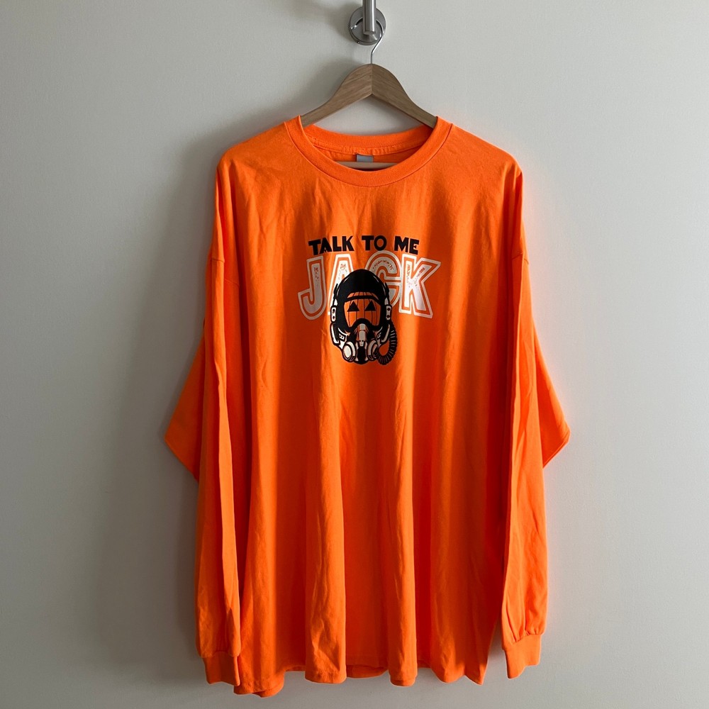 Gildan T-Shirt Men’s 3XL Bright Orange New Graphic Print Long Sleeve