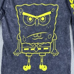 Nickelodeon Men SpongeBob Long Sleeve Shirt XS Black Yellow Acid Wash Streetwear
