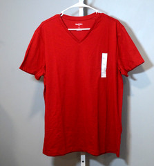 NWT Goodfellow & Co Mens Size L Red V-Neck T-Shirt Short Sleeves Standard Fit