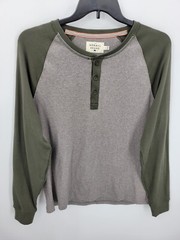 Normal Brand Shirt Mens Large Green Gray Raglan Sleeve Casual Outdoor Cotton