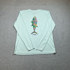 J Hook Long Sleeve T Shirt Men’s S Light Blue Fisherman Outdoor Back Graphic