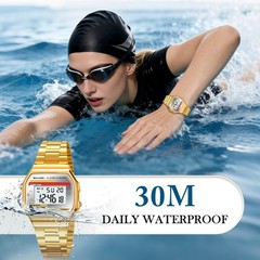 Watches for Men,Retro Digital Stainless Steel Watch with 30M Waterproof LED B…