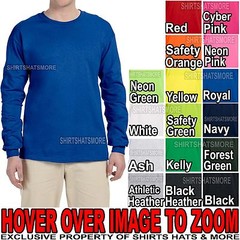 MENS Long SLEEVE T-Shirt Fruit of the Loom PRESHRUNK Heavy Cotton S-XL 2XL 3XL