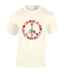 FLOWERS PEACE SIGN MENS T SHIRT RETRO SUMMER OF LOVE 80’S 90’S CLASSIC PRIDE