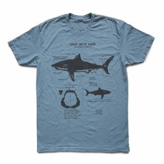 Great White Shark Anatomy T-Shirt – Hand-Drawn Biology Diagram