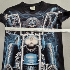 Rock Eagle T Shirt Men’s M Blue Skeleton Biker Glow In The Dark Skull Black