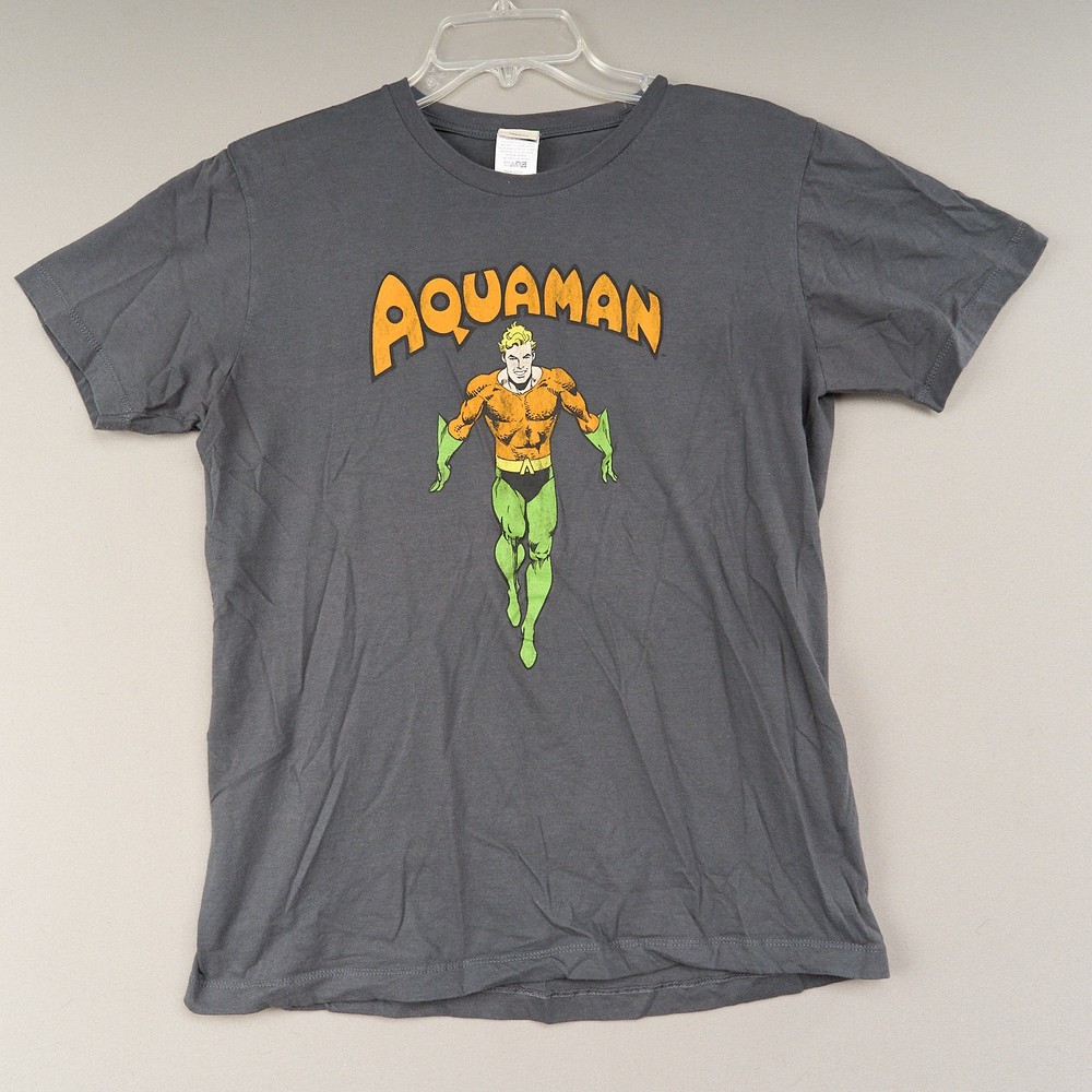 DC Comics Originals Aquaman Graphic T-Shirt Gray 100% Cotton Men’s L