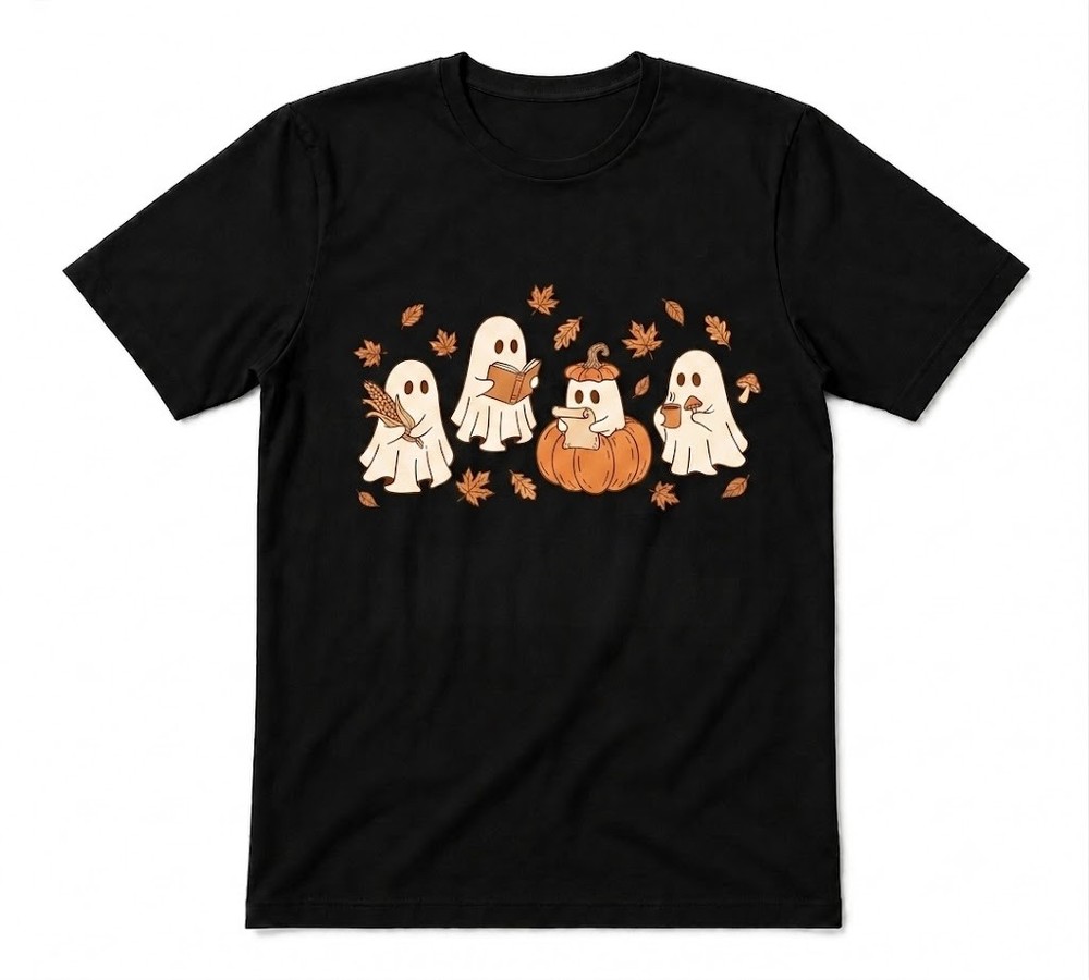 Fall Ghost Halloween Ghost Black T-shirt