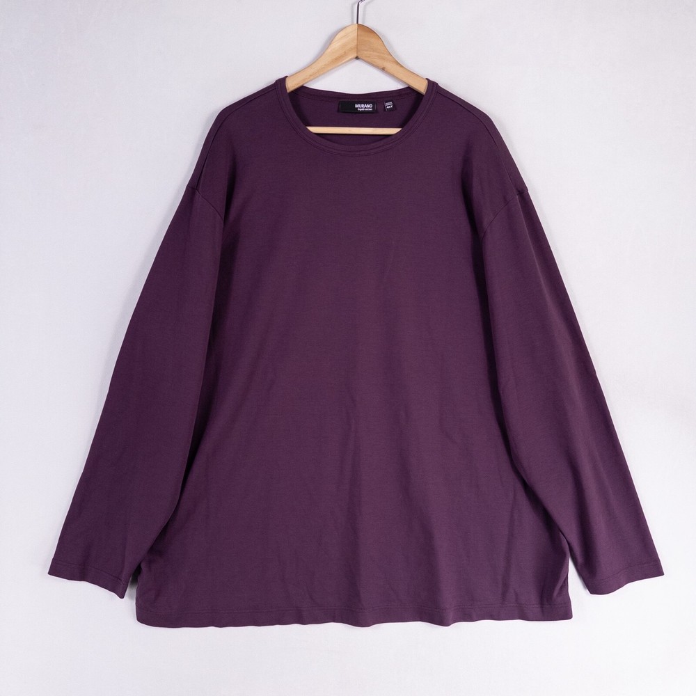 Murano T Shirt Men 4XT Dark Purple Liquid Cotton Long Sleeve Casual Soft Comfort