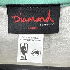 LA Lakers Size LARGE Diamond Supply Co White Black Raglan Shirt w Front Pocket