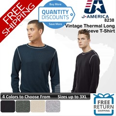 🔥 J. America Men Vintage Thermal Long Sleeve T-shirt Blend Up To 3XL 8238
