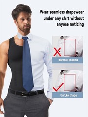 Mens Compression Shirt Slimming Body Shaper Chest Belly Tummy Control Vest Tank