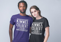 Kimmel Colbert 2028 Election Free Speech Protest Rights Xs-5x Unisex Soft Tshirt