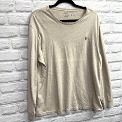 Polo Ralph Lauren Mens XL Classic-Fit Jersey Long-Sleeve T-Shirt Khaki Pony Logo