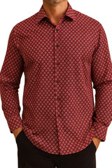 Stacy Adams Red Geometric Print Button-Up Shirt Men’s Pre-Owned