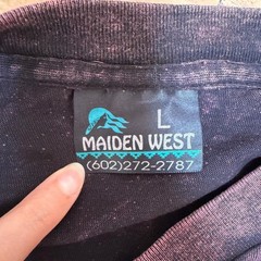 Vintage Maiden West Arizona Cactus Graphic T-Shirt Purple Acid Wash Mens Large