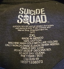 Harley Quinn Suicide Squad T-Shirt, 2XL Preowned FAIR (See Description) Black