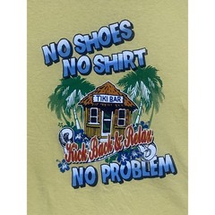 No Shirt No Shoes No Problem Tiki Bar T Shirt Men’s 2XL Yellow Delta Pro Weight