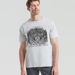 Spiral Forest Wolf Unisex T Shirt Black Cotton Goth Biker Rock Graphic Tee Shirt