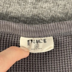 Pact Shirt Mens XL Gray Waffle Knit Long Sleeve Thermal Organic Cotton Crewneck
