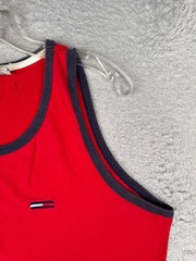 Tommy Hilfiger Jeans Shirt Adult Large Red Tank Sleeveless Scoop Nec Cotton READ