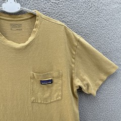 Patagonia T-Shirt Men Small Yellow Hemp Organic Cotton Chest Pocket Sustainable