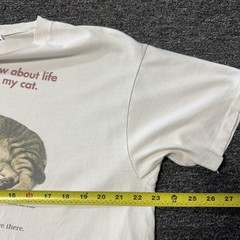 Vintage 90s White Funny Single Single Stitch Cat Funny Joke Art T-Shirt Sz XL