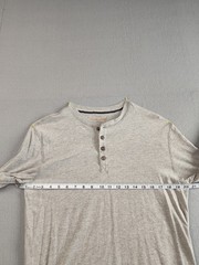 Weatherproof Men Shirt M Gray Henley Neck Long Sleeve Flat Front Pullover Tee