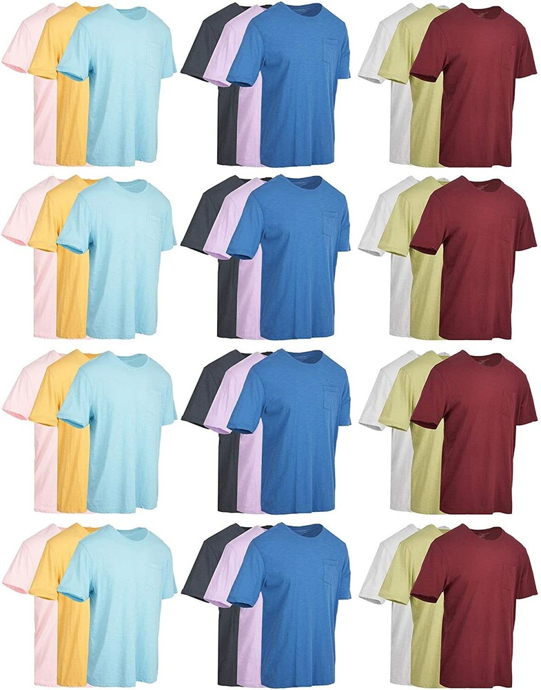 SOCKS’NBULK Mens Cotton Crew Neck Short Sleeve T-Shirts Mix Colors Bulk Pack