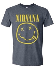 Nirvana T-Shirt Faux Smile Shirt Kurt Cobain Smiley Face Grunge Size LARGE