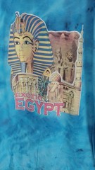 T-shirt From Egypt Tutankhaman Face Tie Dyed Blues Cotton Size L Runs Small