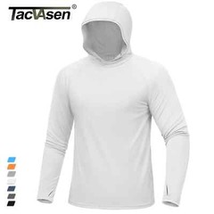 UPF 50+ Hooded T-Shirts Mens Quick Dry UV Block Lightweight Fishing Shirts Tops