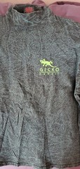Gecko Hawaii 1980s Long sleeve Mock Neck Size L Gecko Surfing Green Multicolor