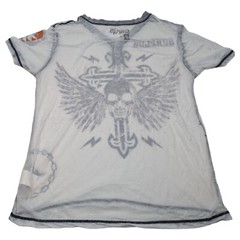 Mens Surplus Brand Shirt XL Lightweight Breathable Skull Wings Cross Graphic