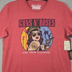 LUCKY BRAND Guns n Roses Mens Large Red Distressed Casual Music Rock Metal NWT
