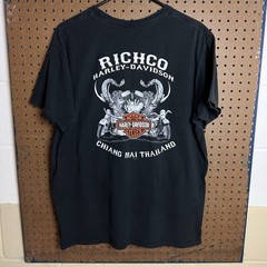 Harley Davidson Shirt Mens XL Black Motorcycle Biker Thailand Foreign Vintage