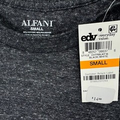 Alfani Mens Crewneck Short Sleeve Regular Fit Undershirt T-Shirt Heather Black S
