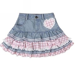 Preppy Lolita Skirt High Waist Denim Mini Y2K Cute Ball Gown – Sweet Fashion