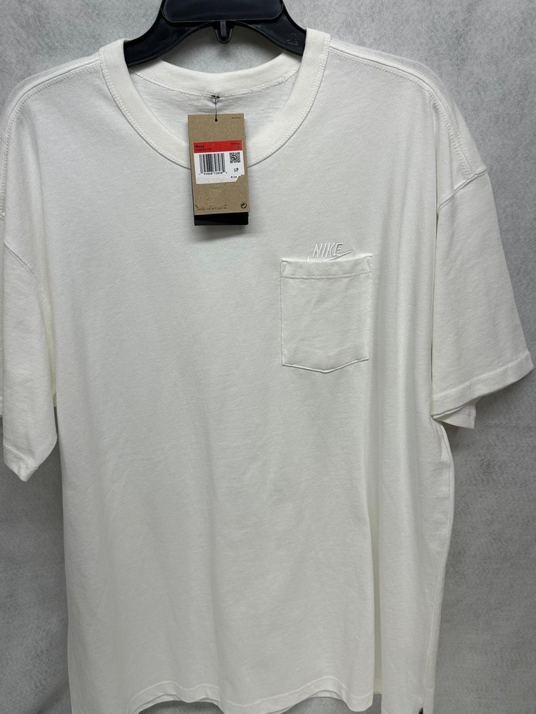 Nike Sportswear Premium Essentials Pocket Tee Shirt Mens Large White Minimalist