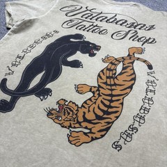 Valabasas Vintage T Shirt Mens XL Beige Hip Hop Tattoo Shop Bling Y2K Crew Neck