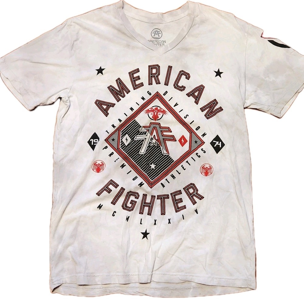 American Fighter Gardner T Shirt Men’s M Grey White Crystal Wash Premium Cotton