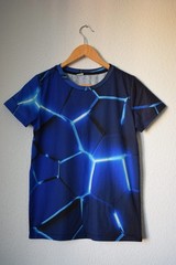 Blue Geometric Print T Shirt Size L 1093