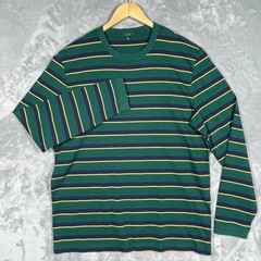 J.Crew Oarsmen Mens Re-Imagined Striped Long Sleeve T-Shirt Green Navy Yellow L