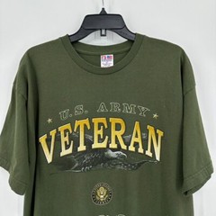 Vtg US Army Veteran Bayside T-shirt Mens XL Green I Served USA Made Armed Forces