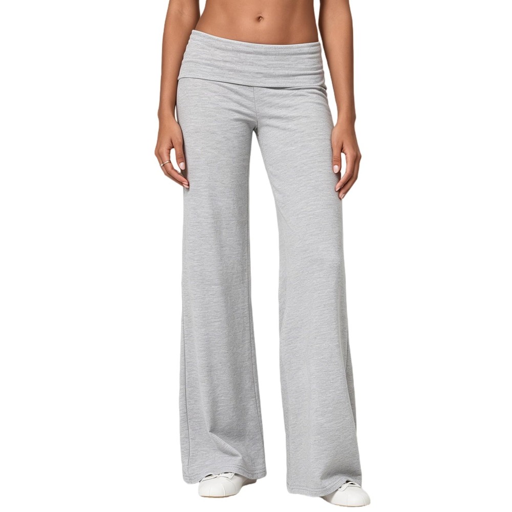 Wide Leg Sweatpants for Women Fold Over Low Rise Flare Yoga Lounge Pants Back…