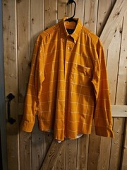 Mens Ivey Crew Light Orange With White Stripe Long Sleeve Button Up Size M