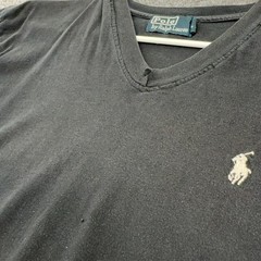 Polo Ralph Lauren T-Shirt Mens XL Black Cotton V-Neck Pony Logo Casual Classic