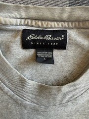 Eddie Bauer Men’s Gray Cotton Knit Solid Crew Neck T-Shirt Ribbed Collar L