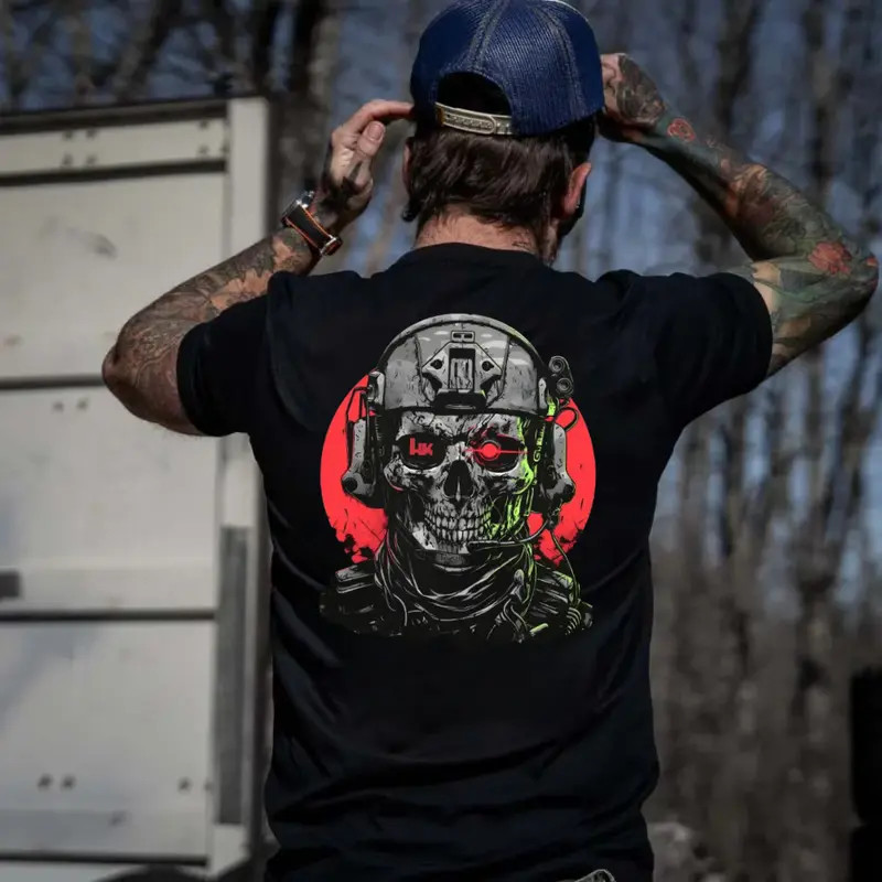 Heckler & Koch Skeleton Soldier Printed Men’s Graphic Tee, Gift For Him, Gift Fo