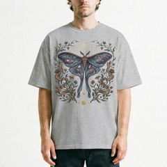 Luna Moth Galaxy Roses T-Shirt Witchy Gothic Celestial Boho Night Sky Gift Tee